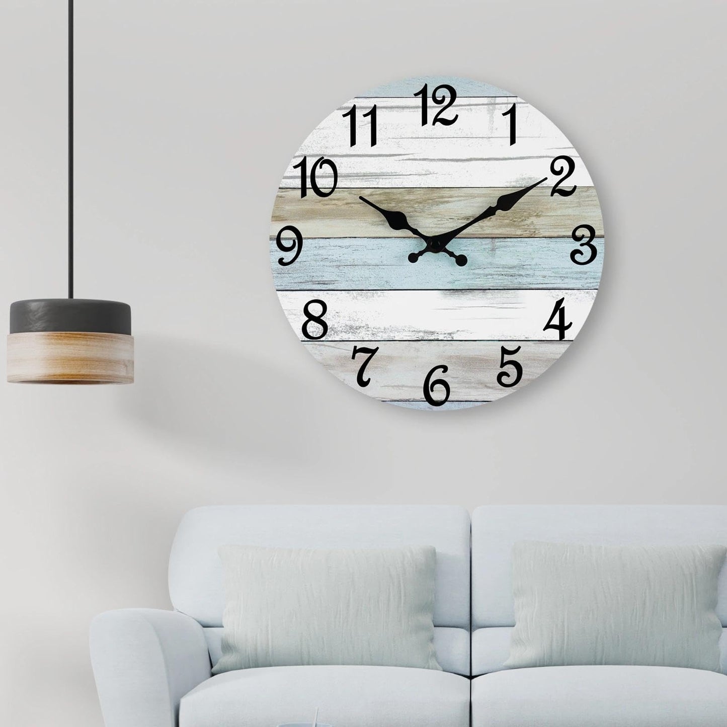 CHYLIN Wall Clock - 18 Inch Silent Non Ticking Wall Clocks Battery Operated, Larger Clock Decorative for Living Room, Kitchen (Blue)