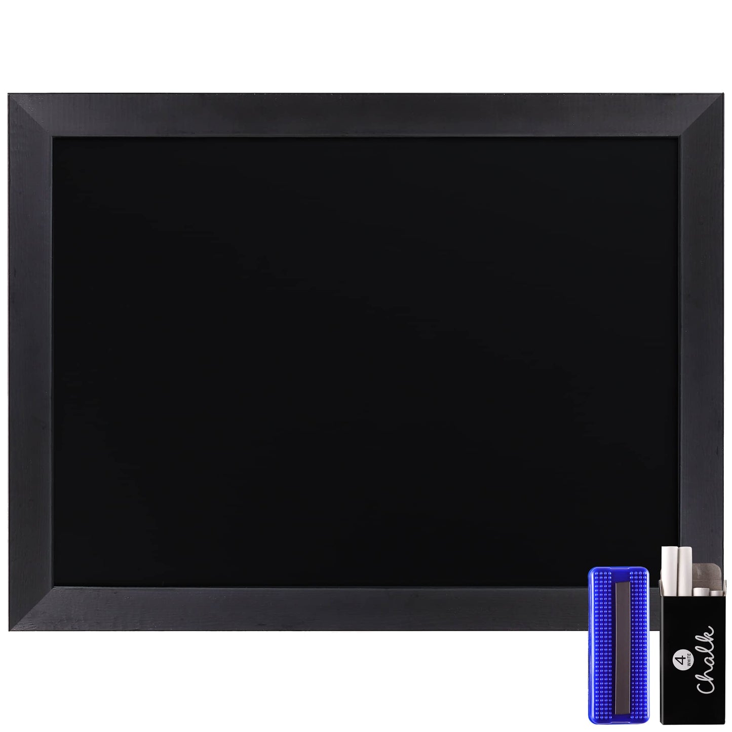 HBCY Creations 18" x 24" Rustic Black Solid Wood Frame Wall Chalkboard, Magnetic Surface, Home Décor, Restaurant & Café Menus, Blackboard, Includes Chalk, Eraser & Hanging Hardware
