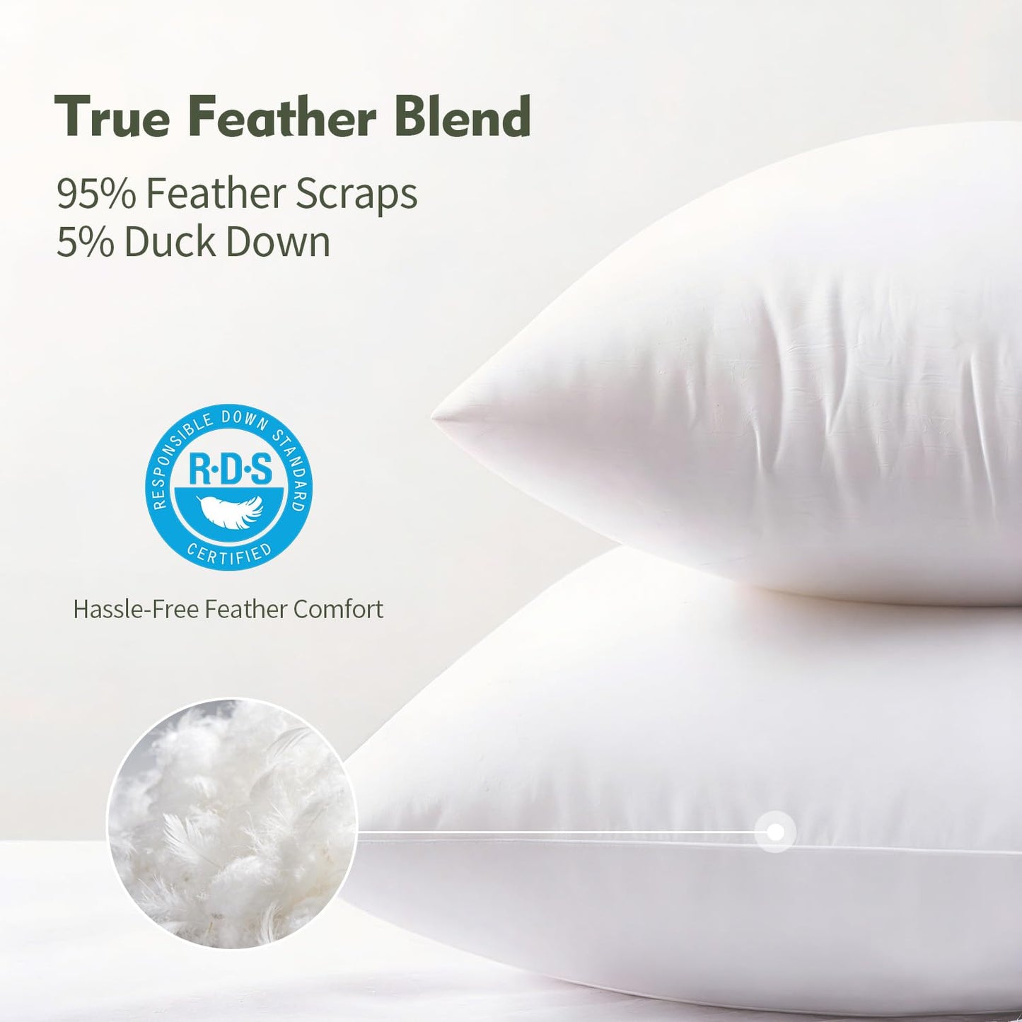 ANT-HOME 16"x26" Pillow Inserts Soft Feather Pillow Set of 1 Indoor Decorative Sofa Down Pillows Bed Pillows Couch Pillow