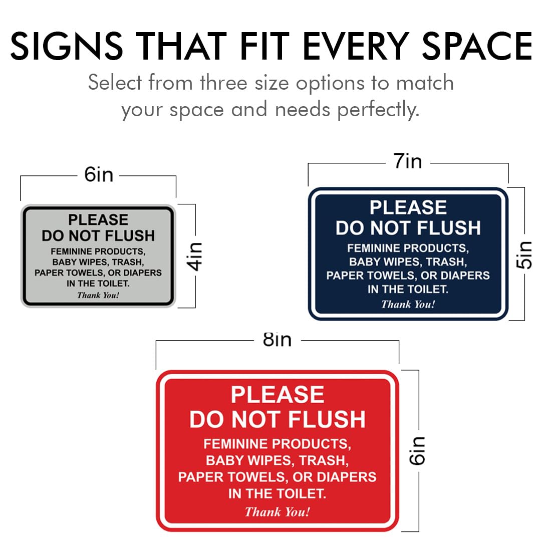 All Quality Classic Framed Please Do Not Flush Thank You Bathroom Etiquette Sign - 4" x 6" (Brushed Silver) 5 Pack