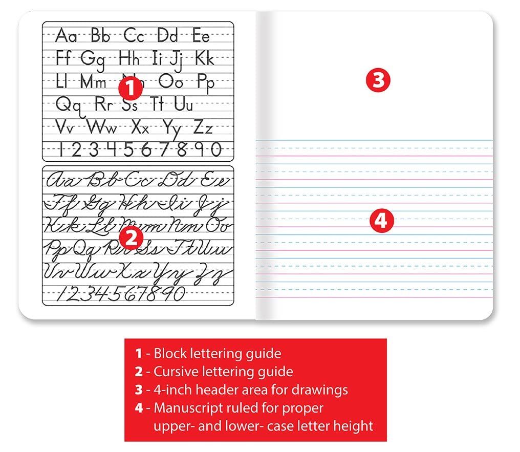 Better Office Products Primary Journals, Hardcover Kindergarten Journal & Kindergarten Composition Notebook, Grades K-2 Primary Composition Book with Picture Space, 100 Sheets
