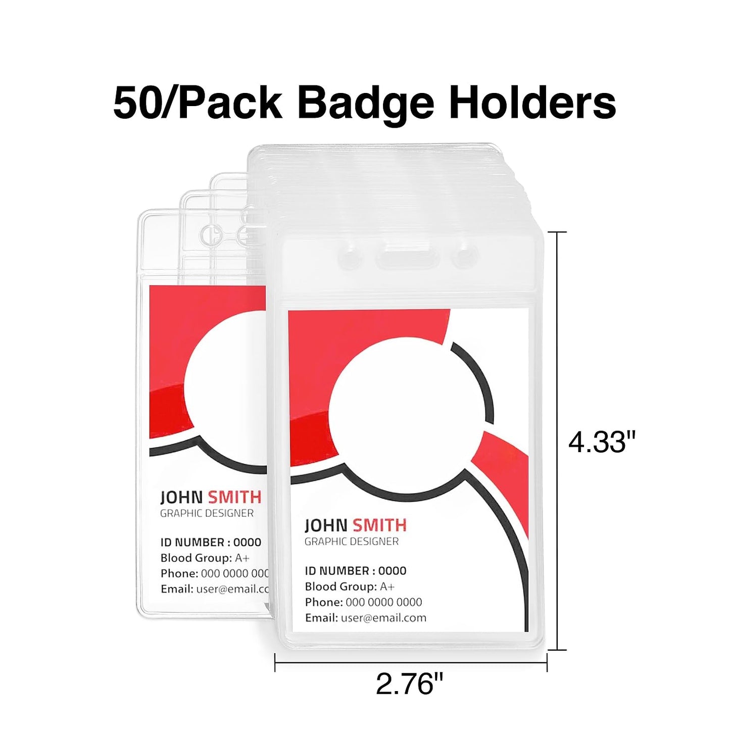 Staples Vertical ID Badge Holders – Clear Plastic Badge Holders for Work & Events, 50-Pack