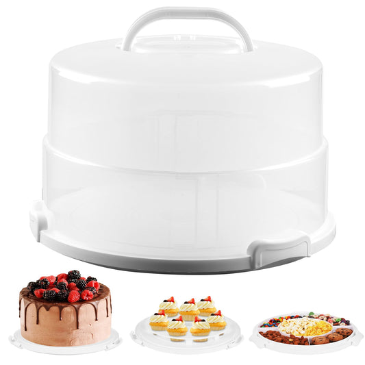 12in Extra Large Cake Carrier with Lid and Handle, Holds up to 12" round 7" high cake, Portable Cake Container for Transport Pies, Cupcakes, Cakes and More
