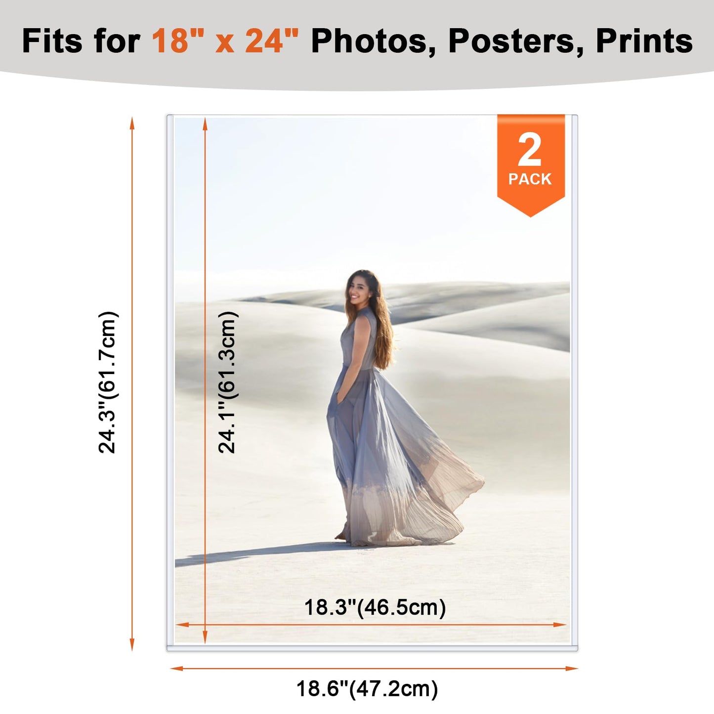 Ndsox 2 Pack 18" x 24" Rigid Print Protectors Clear Hard Plastic Sheet Poster Protectors Photo Sleeves Top Loading Rigid Newspaper Page Holders for Photographs, Presentations, Artwork, Sheet Music