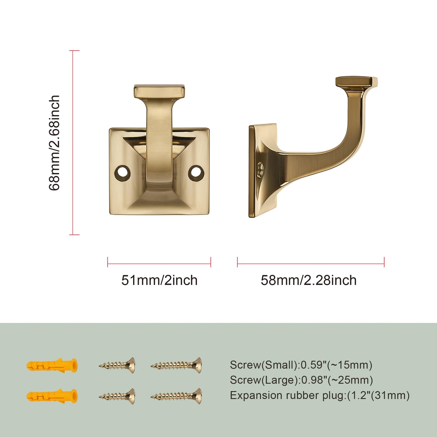 TUNNY 5 Pack Coat Hooks - Champagne Bronze Robe Hooks Decorative Wall Hooks for Bathroom Bedroom Kitchen Towel Robe Clothes Cabinet Closet Bathroom Hardware