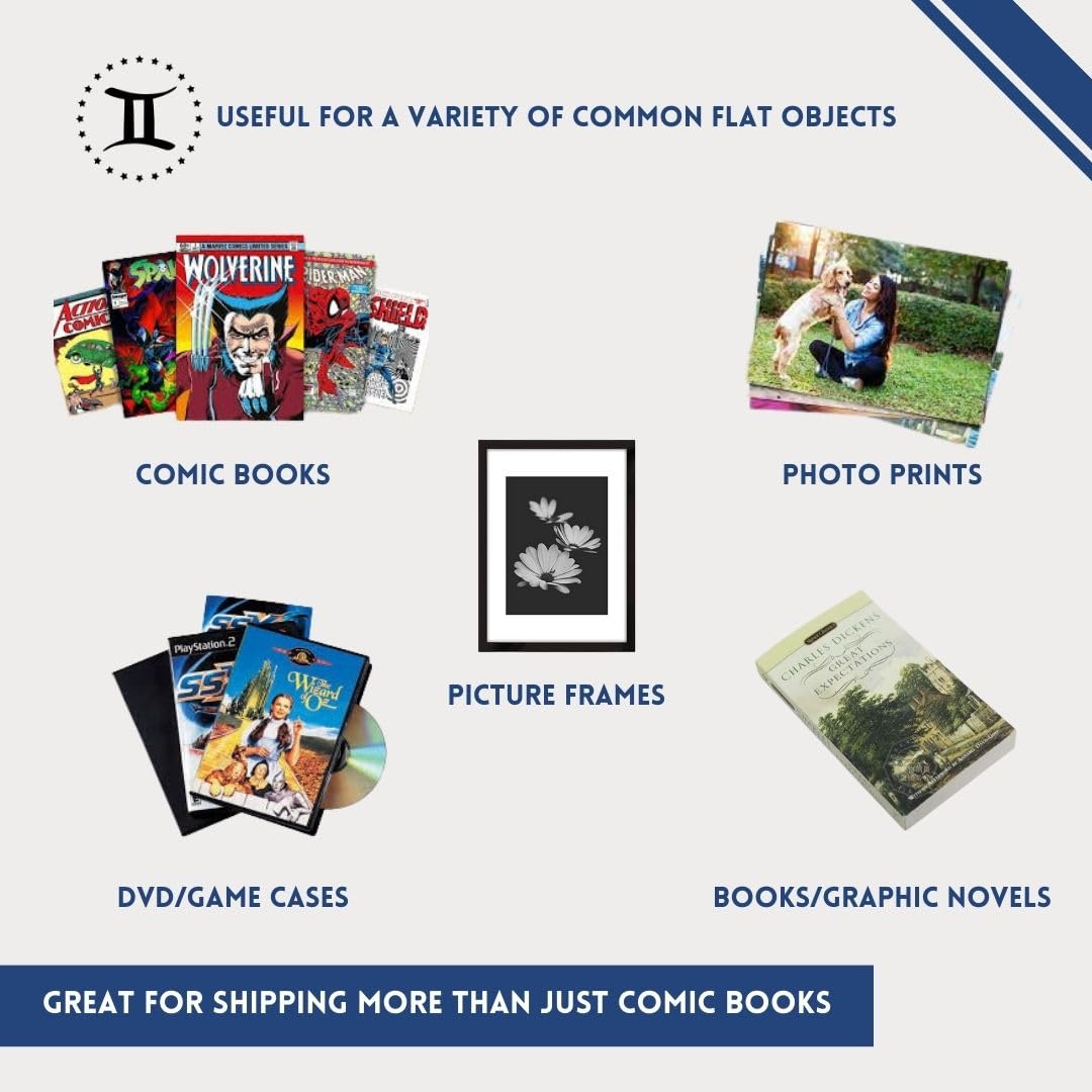 Gemini Comic Book Mailers | 10.75x7.5x1 Inch - Pack of 10 | Easy Fold, Stay Flat, Crush Proof, and Do Not Bend | Flat Boxes for Shipping, Books Boxes and Wraps, Mailers Boxes, Rigid Mailers