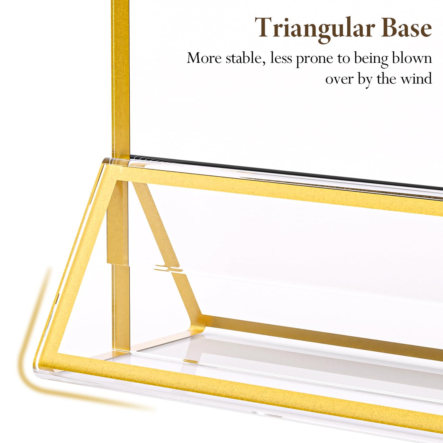 OUKMIC 5"x7" Acrylic Sign Holder with Gold Frame, Double Sided Vertical Display Stand, Clear Tabletop Sign Holders, Menu Flyer Picture Paper Table Numbers Stand for Wedding, Party, Restaurant-12 Pack