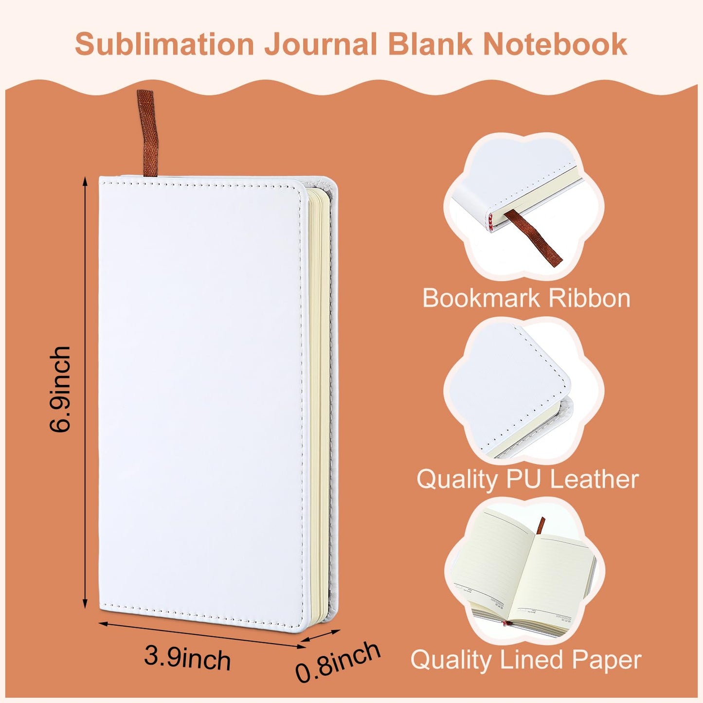 Jetec Sublimation Journal Blank Notebooks Faux Leather Journal Notebooks Small Notebook Notepad A6 Cute Hardcover Blank Notebook for Back to School Office Supplies 200 Pages diy(12 Packs)