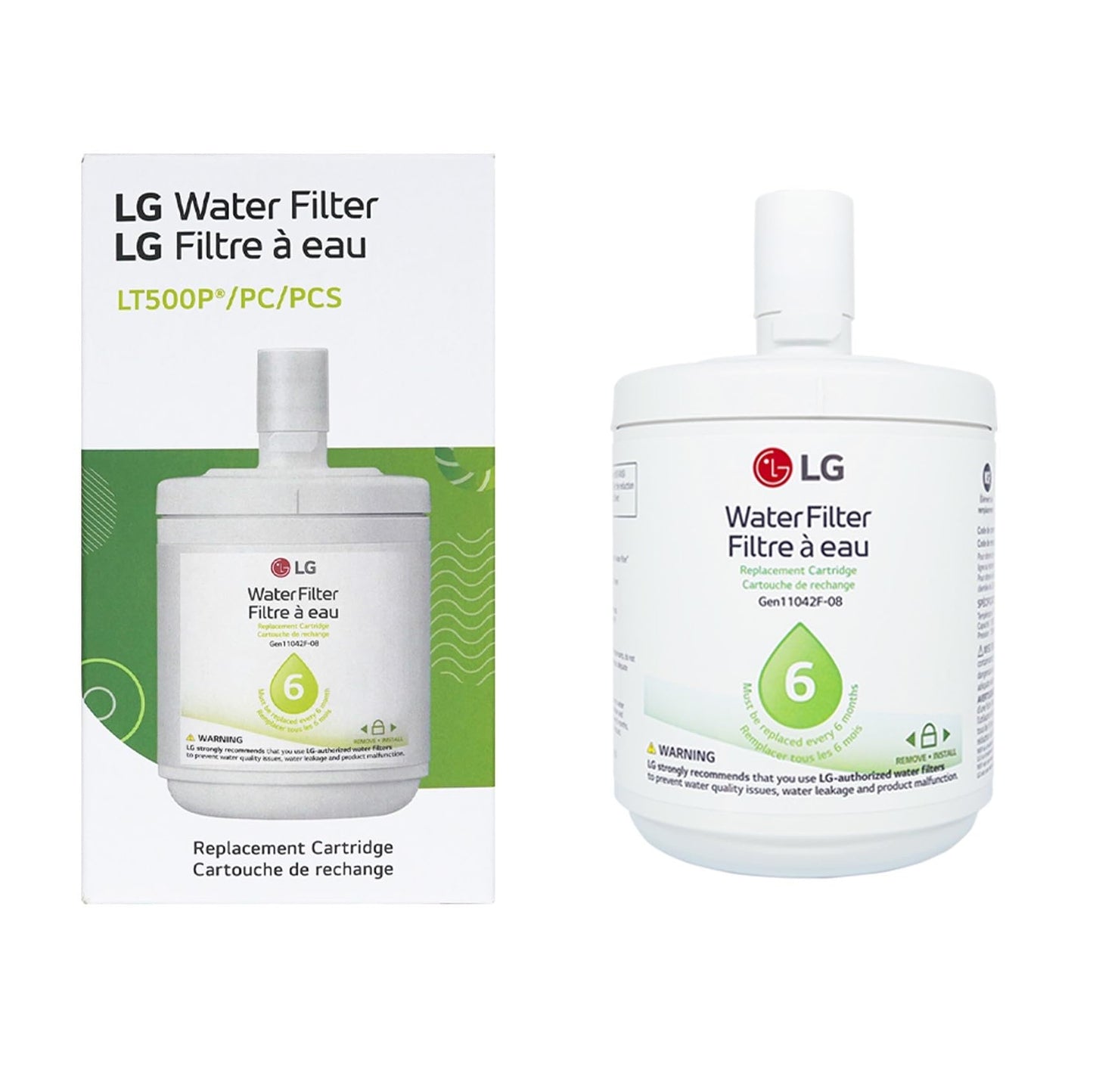 LG LT500P - 6 Month / 500 Gallon Capacity Replacement Refrigerator Water Filter (NSF42 ADQ72910911 , White