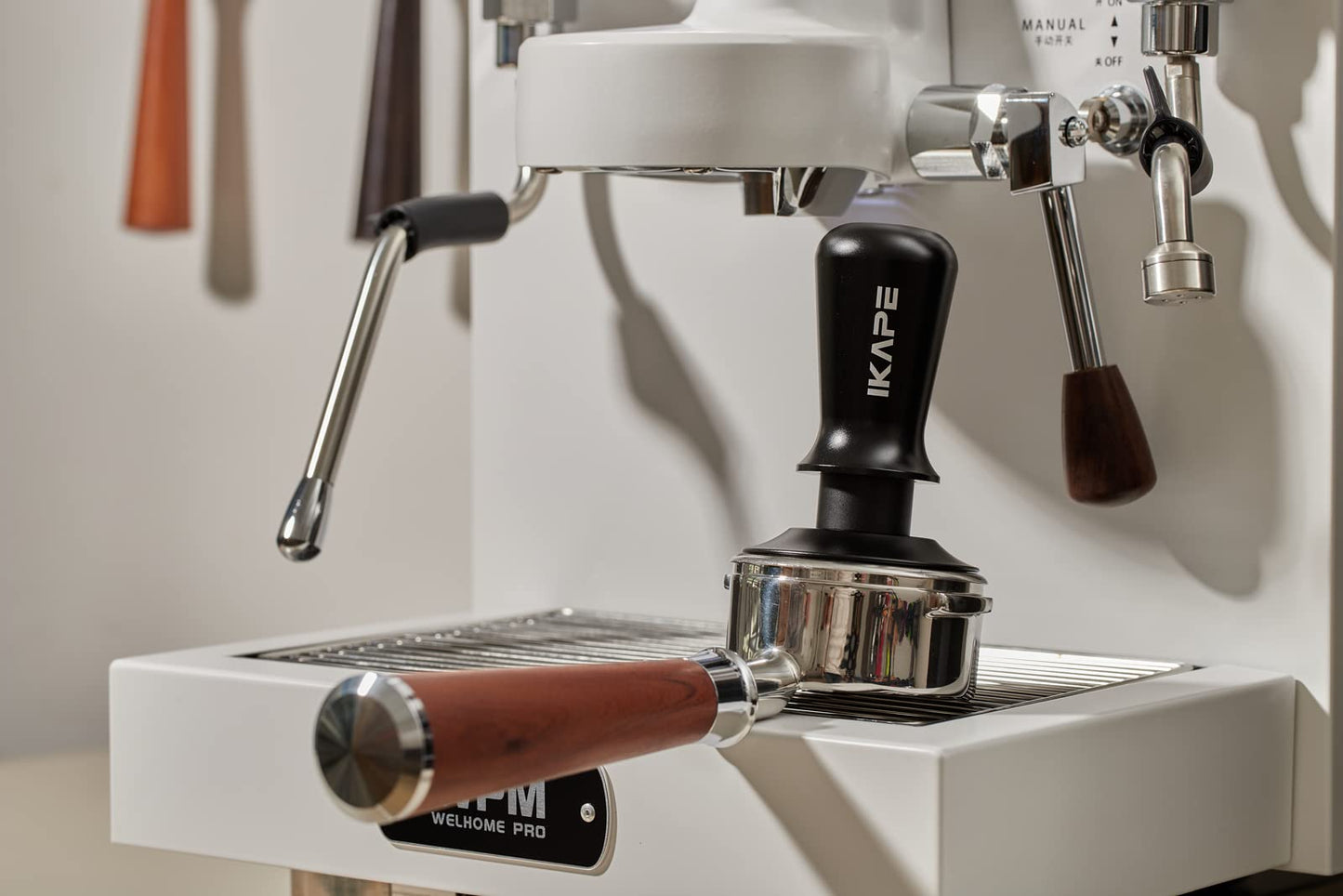 IKAPE 53.3mm Espresso Tamper, Premium Barista Coffee Tamper with Calibrated Spring Loaded, Threaded Stainless Steel Base Tamper Fits for Breville Series 54mm Portafilter Basket