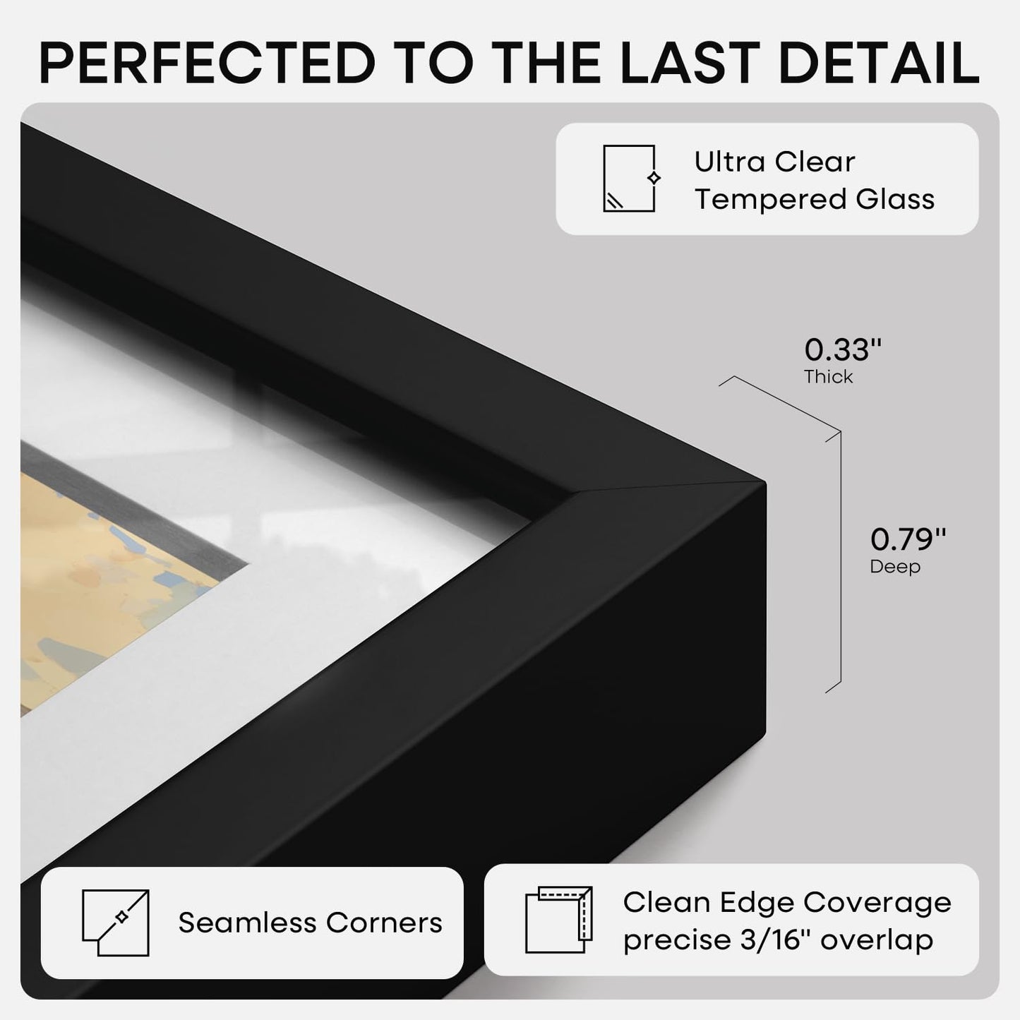 Homeforia 18x24 Poster Frame Black, High End Metal 18 x 24 Picture Frames with Mat 16 by 20 inch Photo, 18x24 Black Frame Matted to 16x20 Print, 24x18 Hanging Frame, Tempered Glass, Wall Kit, Set of 1