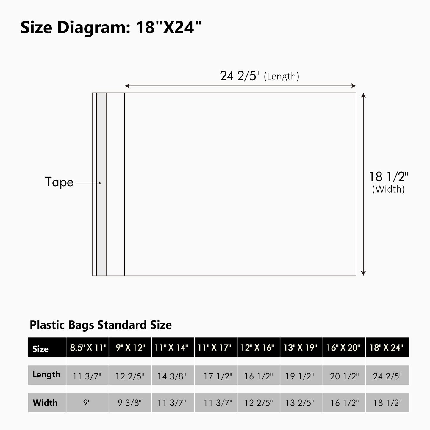 50 Pack Acid-Free Crystal Clear Sleeves Storage Bags for 18x24 Art Prints/Pictures/Photos/Framing Mat Mattes (Bag Size: 18 1/2" x24 2/5")