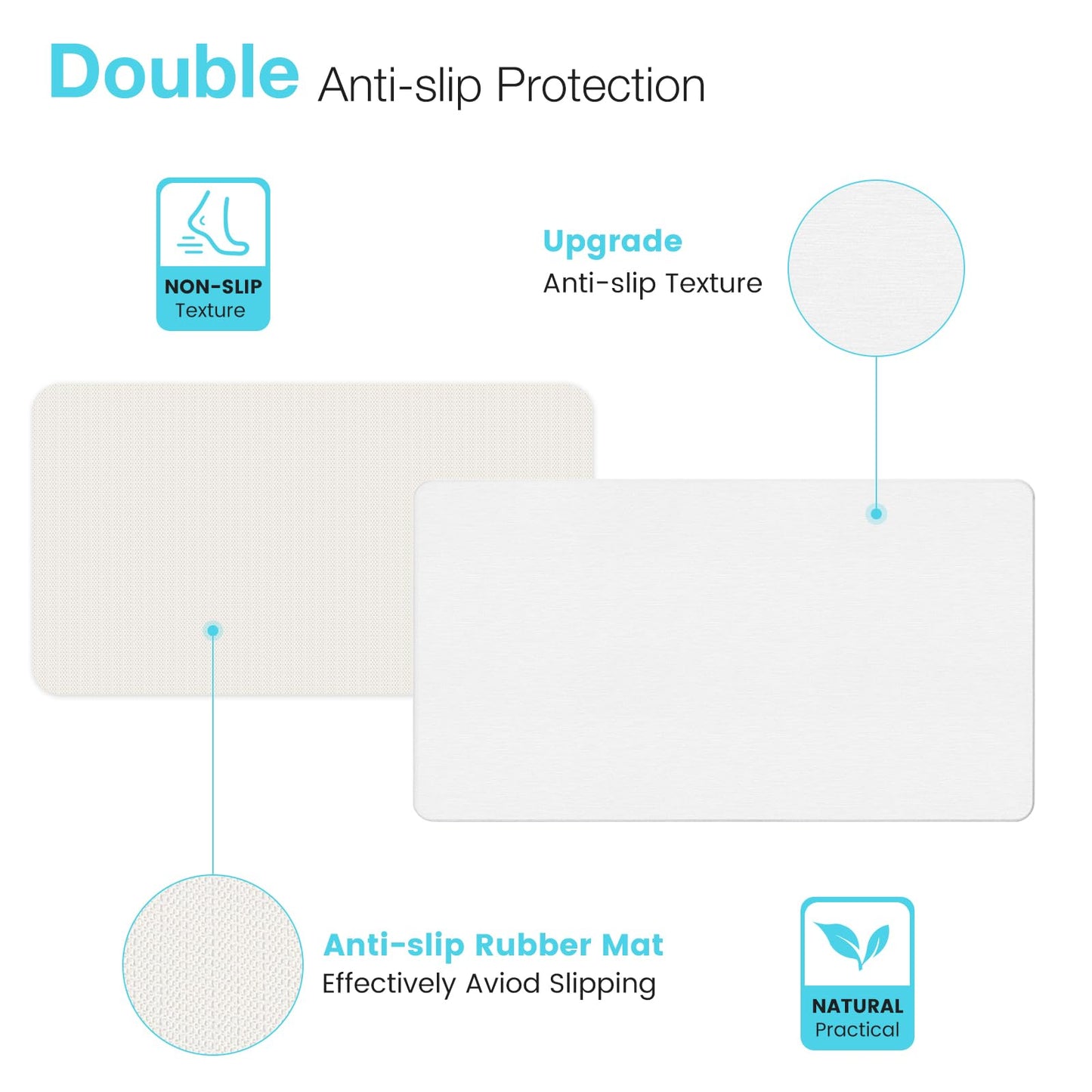 Yinoos Large Diatomite Stone Bath Mat, Premium Non-Slip Natural Diatomaceous Earth Bathtub Quick Drying Mats for Bathroom Floor (30" x 17" White)