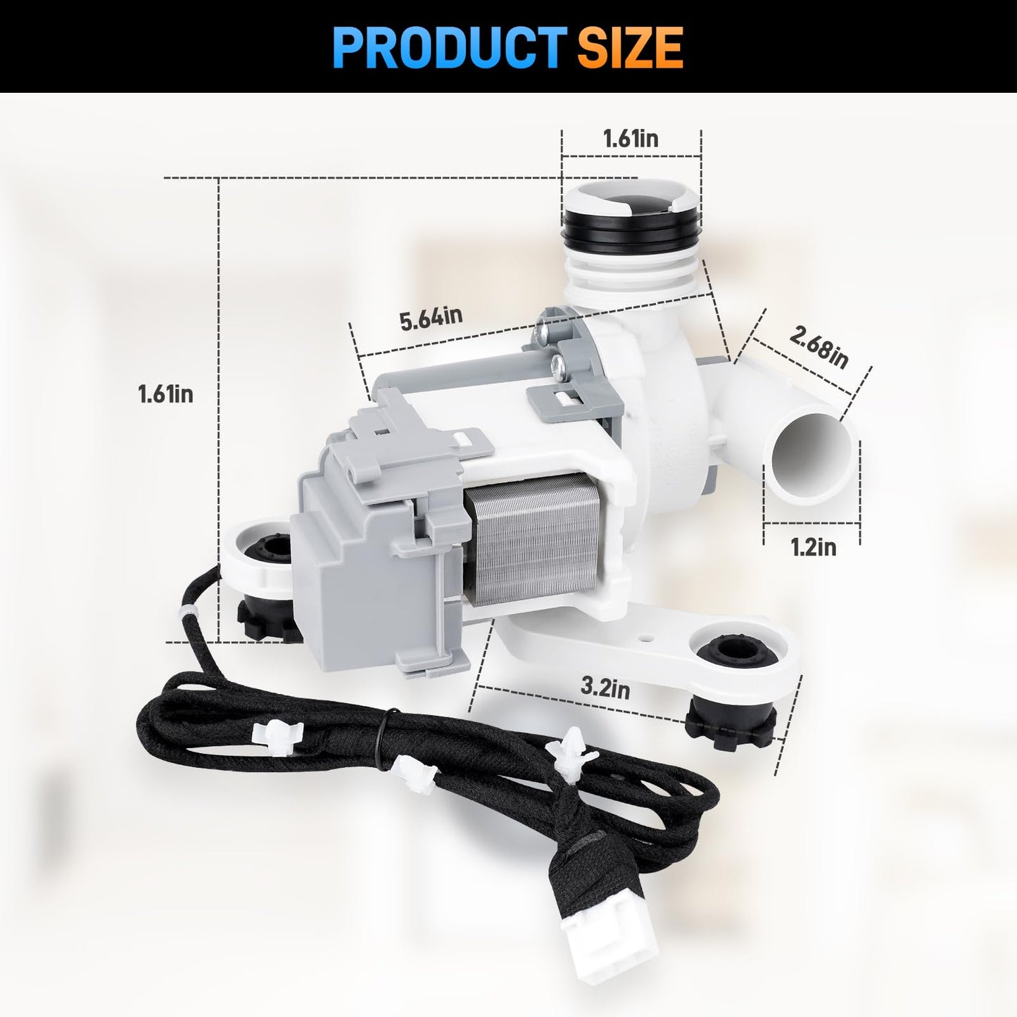 DC97-19289F Washer Drain Pump Assembly Compatible with Samsung Washing Machine Parts Replace#DC97-19289B, DC97-19289A, DC97-17349B, DC97-17366J, DC97-17366A, P6806651, PS12592631, PX3516-01