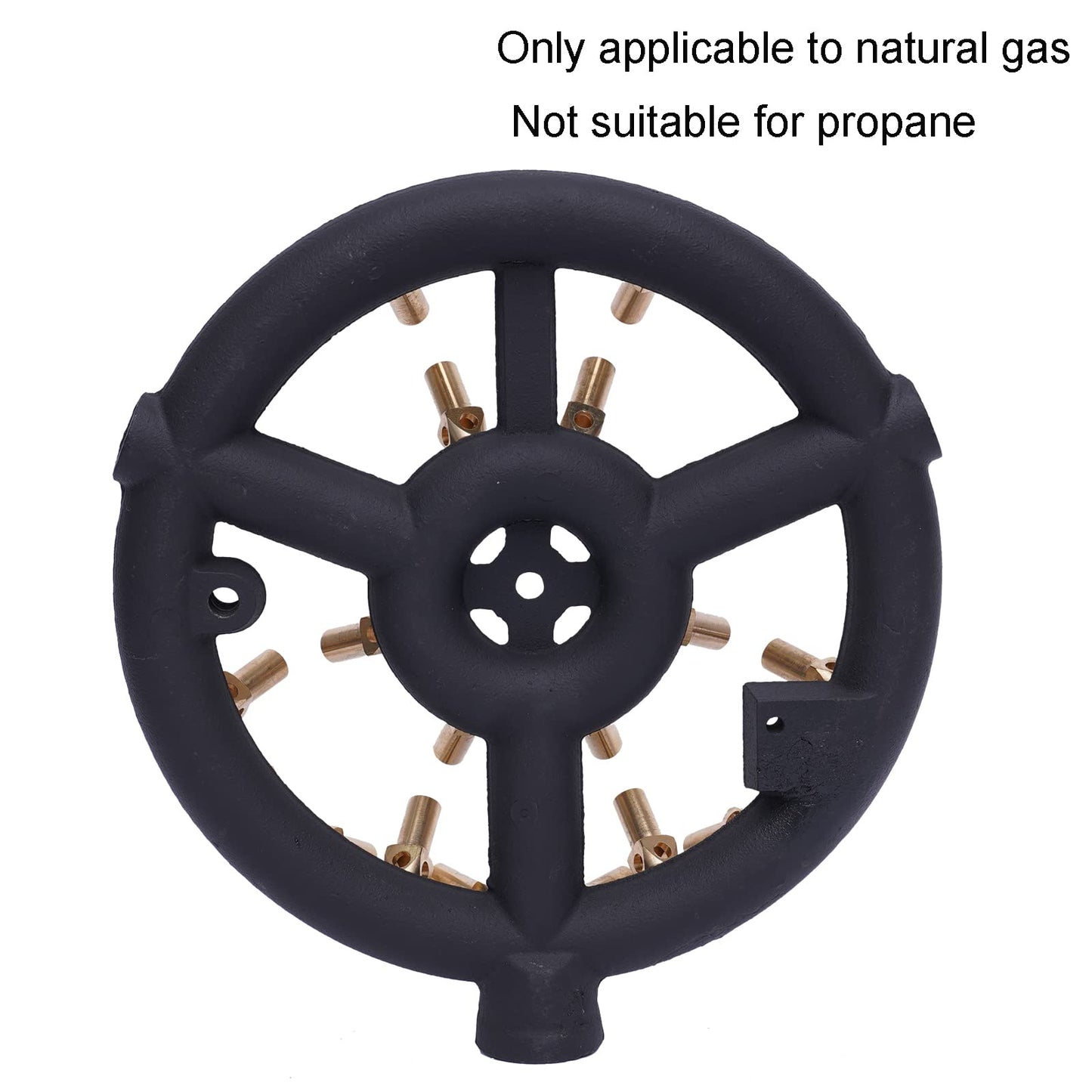 TFCFL 32 Tips Natural Gas Jet Burner, 176,000 BTU G3/4 Round Shape Nozzle Jet Cast Iron Body with Brass Tips for Chinese Wok Range Grilling Stir Fry