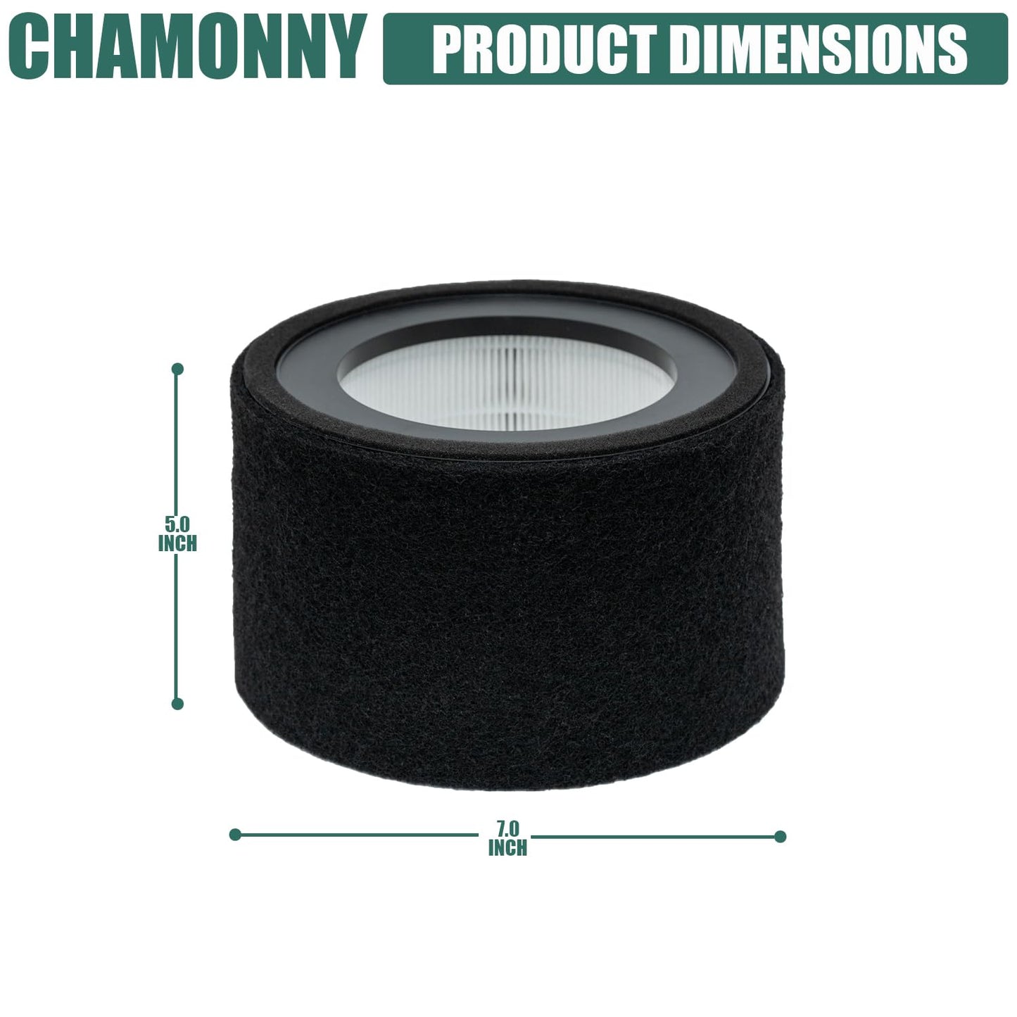 CHAMONNY EE-5068 Filter Replacement, Compatible with Crane EE-5068 and Etery jt-8115m Air Purifiers, HEPA Filter and Activated Carbon Filters, Part# HS-1946, 2 Pack