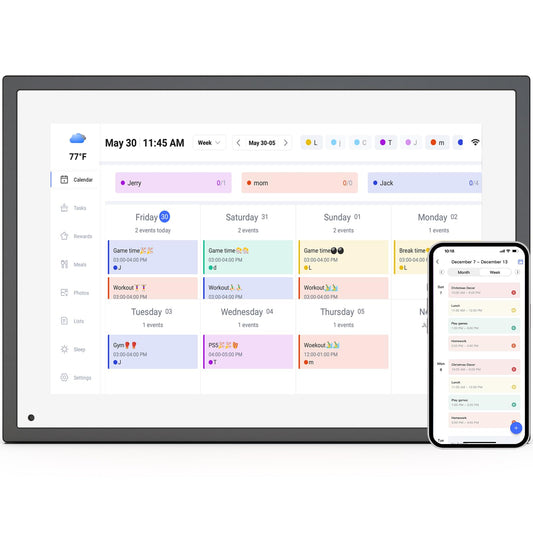 10.1 Inch Smart Digital Calendar Planner & Chore Chart, IPS HD Touchscreen Interactive Display for Family Schedules, Built-in Digital Picture Frames Function - Streamline Household Organization