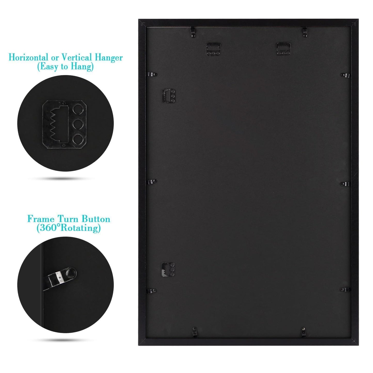 Frametory, 16x24 Picture Frame with Mat for 12x18 Picture - High Definition Glass Wide Molding - Preinstalled Wall Mounting Hardware (Black, 1 Pack)