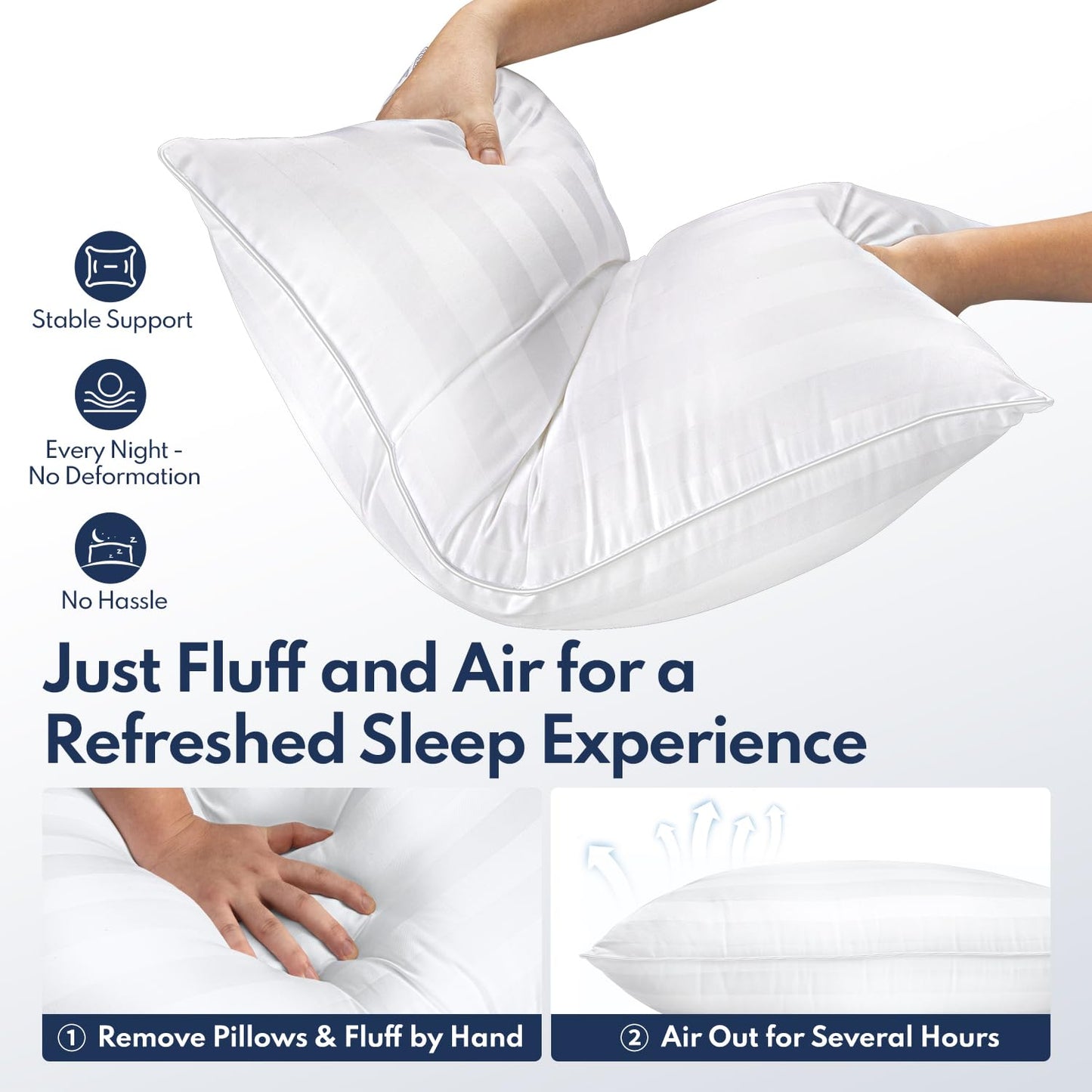DIORIS Queen Pillows Set of 2 - Bed Pillows for Sleeping, Cooling Down Alternative Pillow, Medium Firm for Side Back Stomach Sleepers, Hotel Quality, Machine Washable
