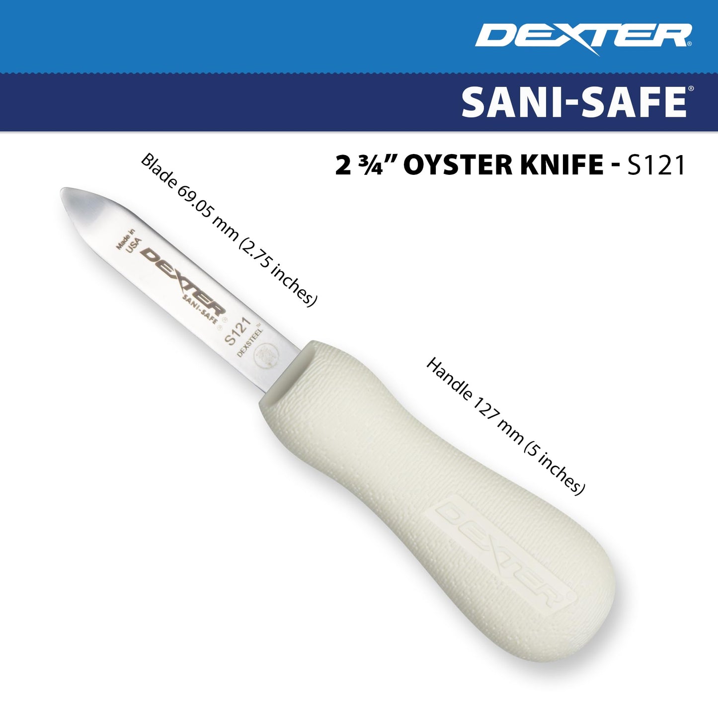 Dexter-Russell – 2.75" New Haven Style Oyster Knife - Sani-Safe Series, Carbon Steel, medium, Original version