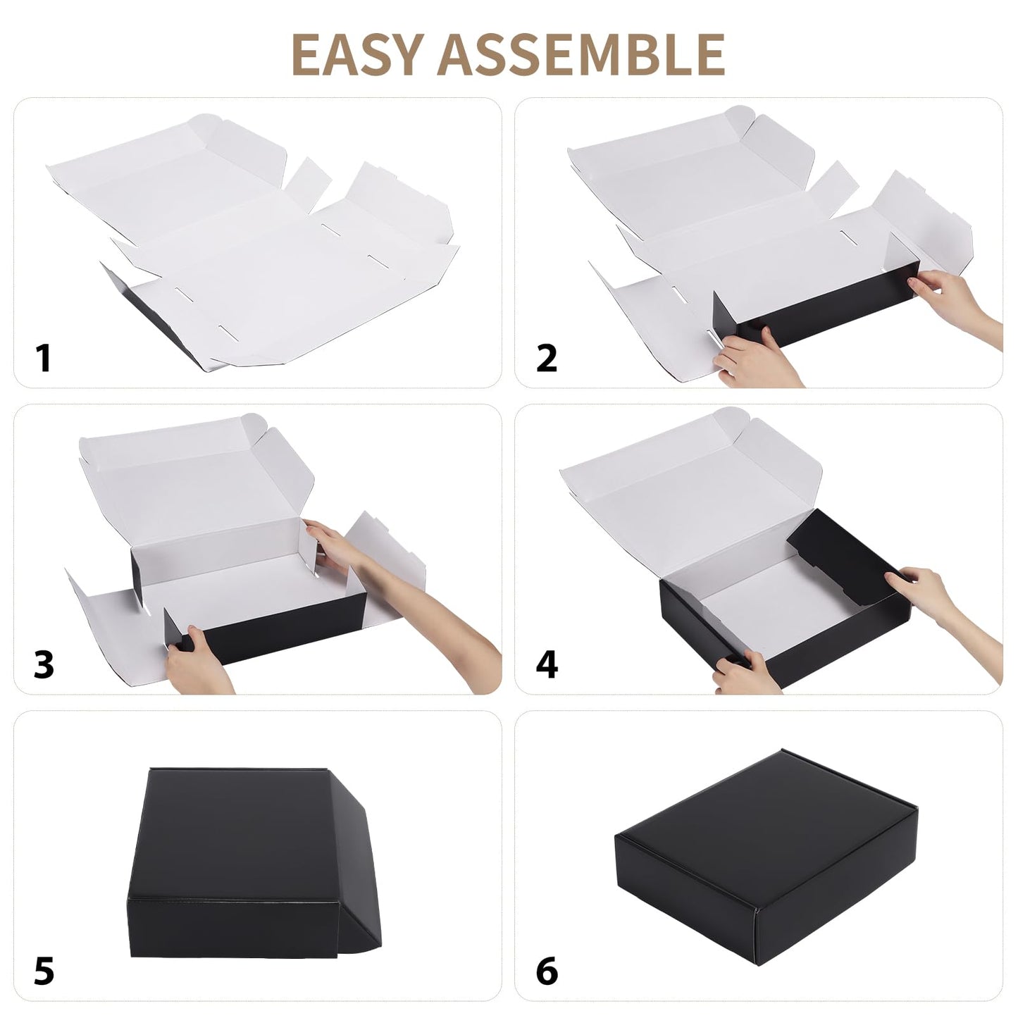RLAVBL 12x9x4 Shipping Boxes Set of 20, Black Corrugated Cardboard Box for Packing, Mailing, Business, Gift