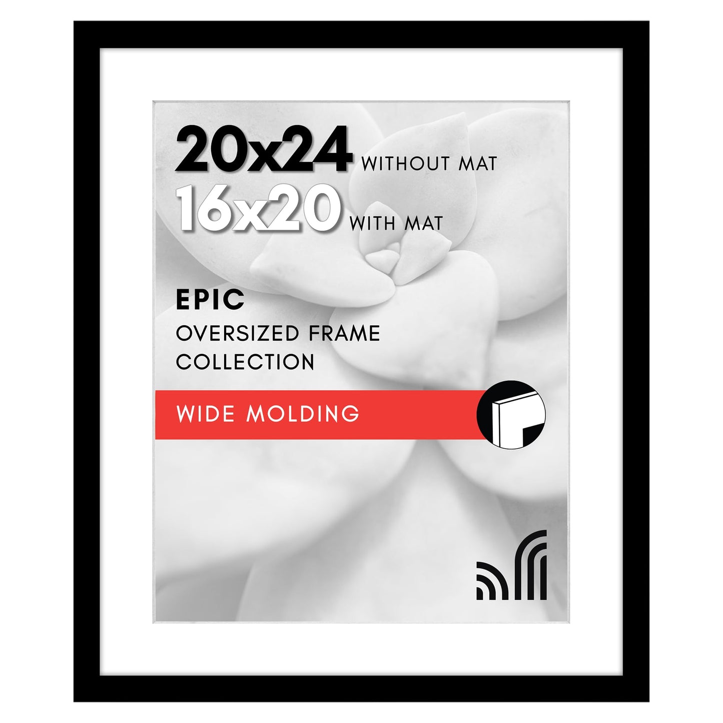 Americanflat 20x24 Picture Frame with Polished Plexiglass - Use as 16x20 Frame with Mat or Display 20x24 Photo Without Mat - Epic Collection - Wide Picture Frames for Wall Display - Black