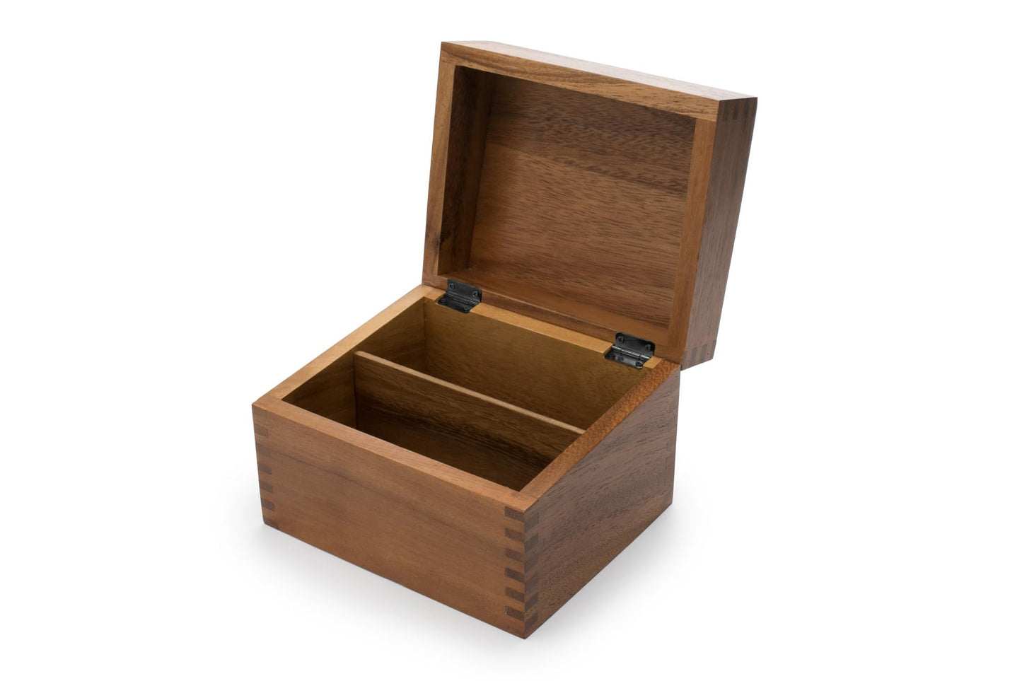 Ironwood Gourmet Acacia Wood Recipe Box with Divider Tabs, 2 Compartment, Single