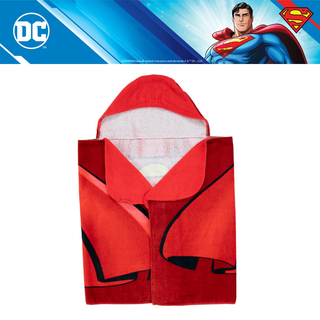 Franco Superman DC Comics Cape Kids Super Soft Bath/Pool/Beach Soft Cotton Terry Hooded Towel Wrap, 24 in x 50 in, (Officially Licensed Product)