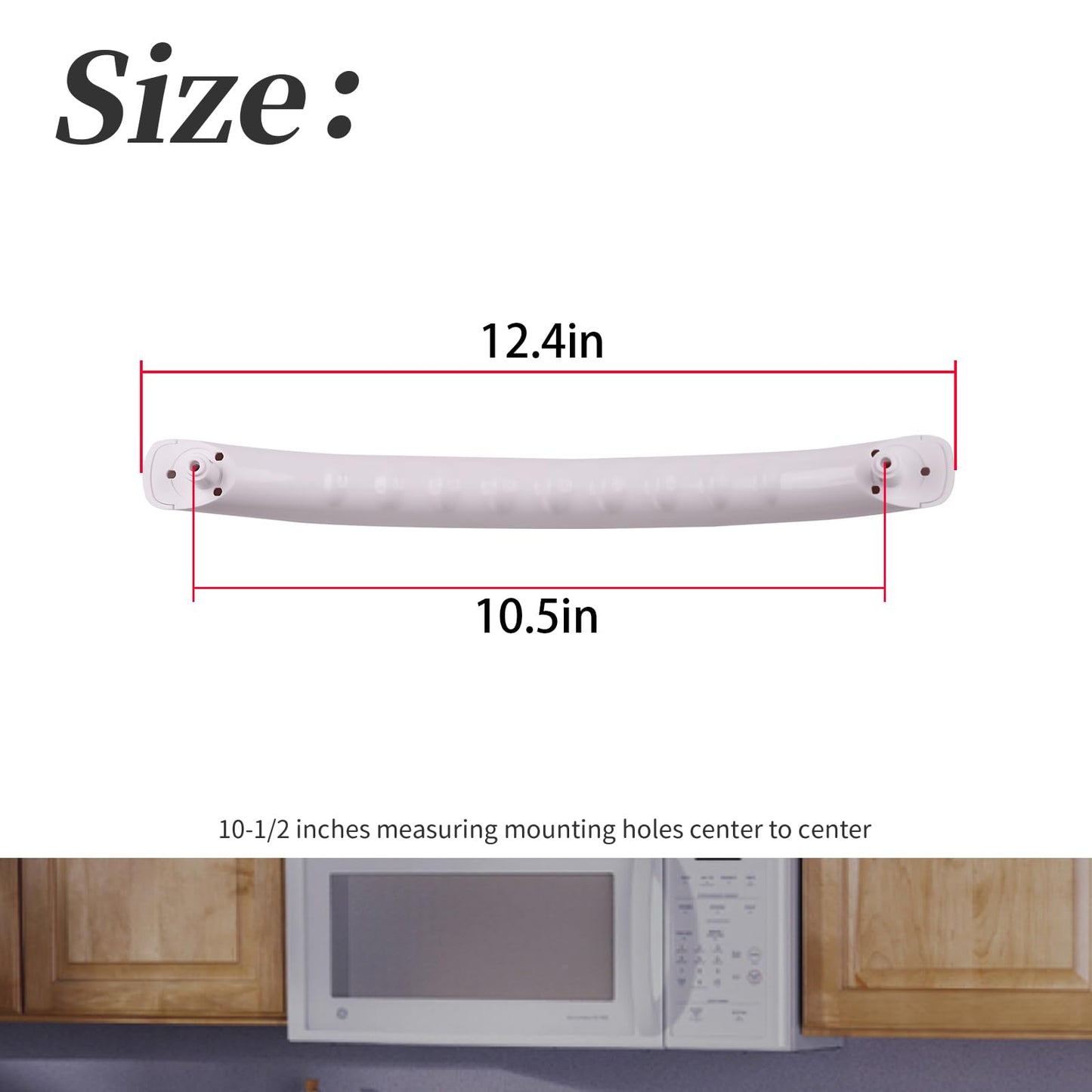 XYgdhqpt 1Pcs WB15X10224 Door Handle Compatible with GE Microwave, Replaces 1262619, AP3993827, AH1480986, EA1480986, PS1480986 (White, 10-1/2 Inches)