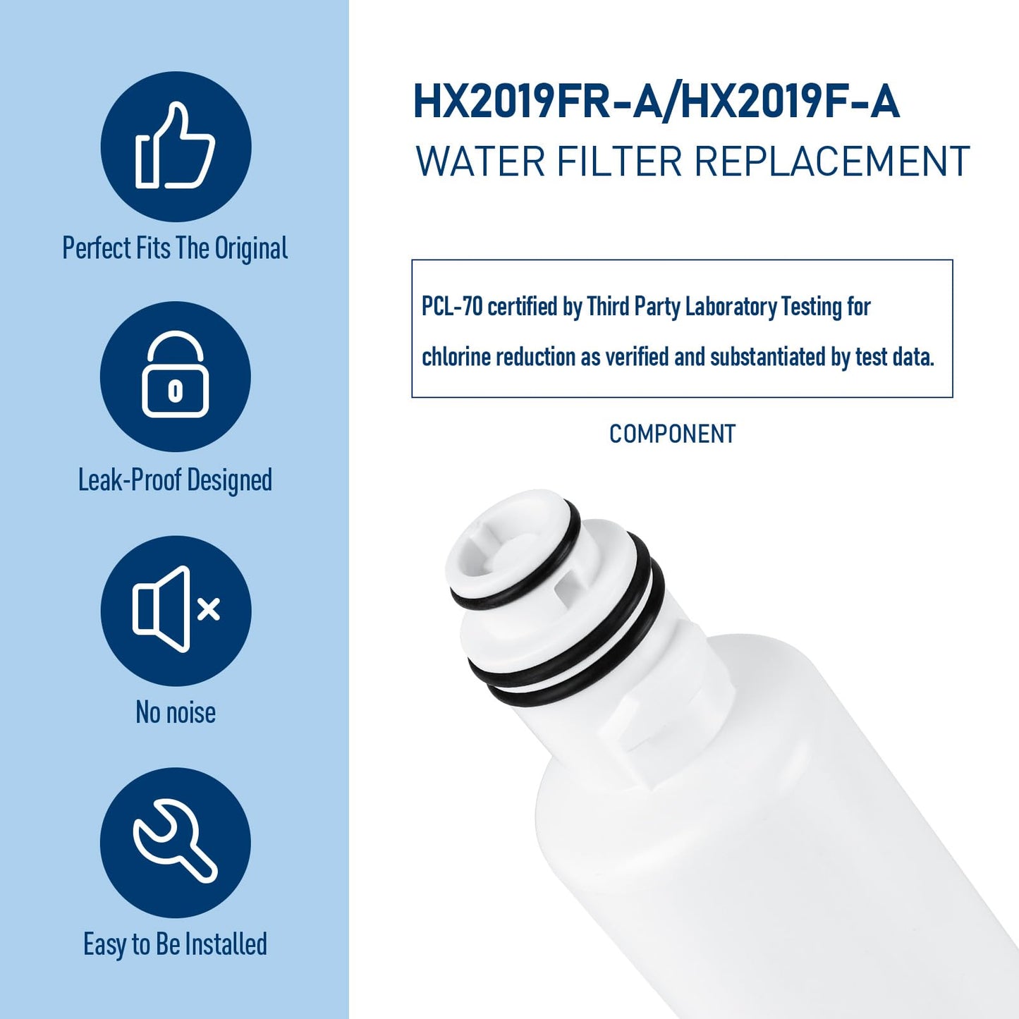 PERCOLA HX2019FR-A Water Filter Replacement, Compatible with Hisense HX2019FR-A, HX2019F-A, HRM260N6TSE, HRFD560SW, HRCD585BW, HRFD634BW, HRCD650BW, HRCD586TBWB and Mora MRM260N6TSE (2 Pack)