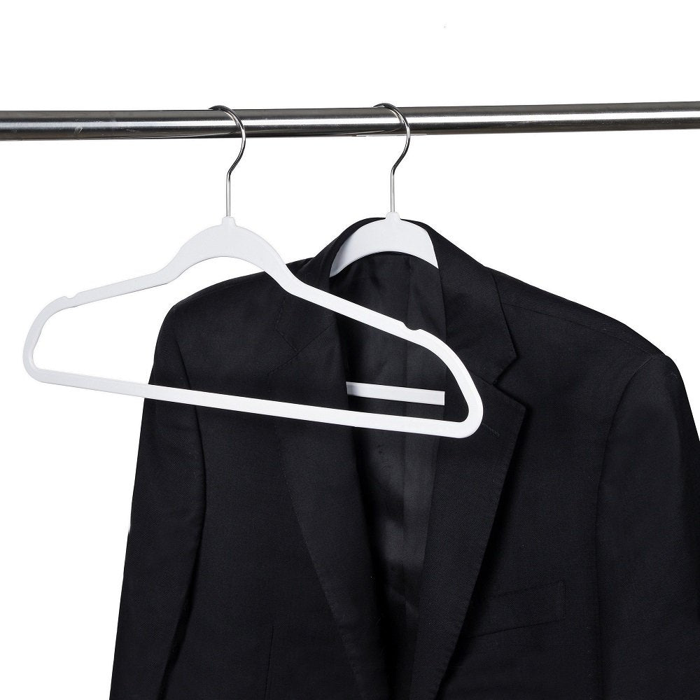 Quality Hangers 50 Pack Non-Velvet Plastic Hangers for Clothes - Heavy Duty Coat Hanger Set - Space-Saving Closet with Chrome Swivel Hook, Functional Non-Flocked Hangers - Cream White