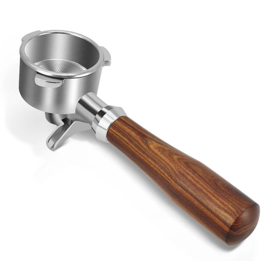 54mm Portafilter Compatible with Breville BES870/878/880/876 Series,Espresso Double Spouts Portafilter with 3 Ear & Stainless Steel Basket(Walnut)