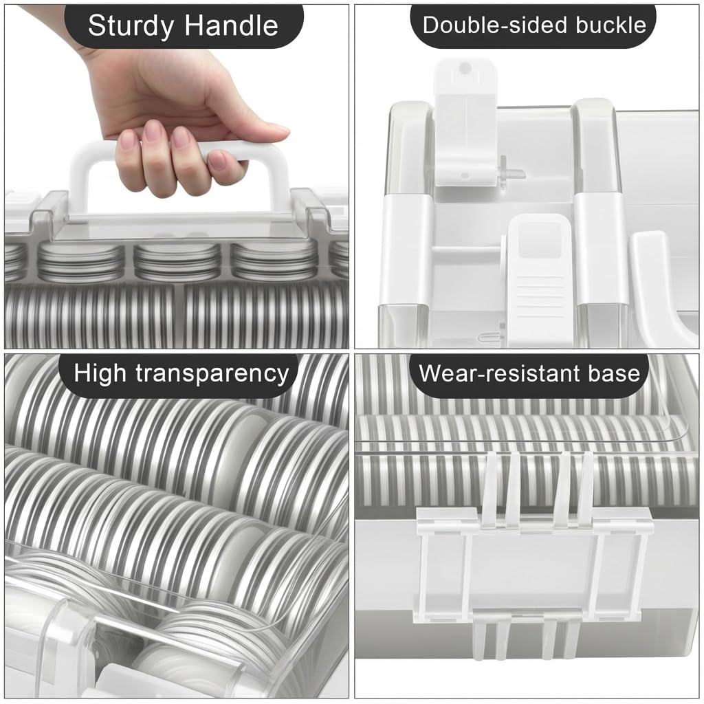 Coin Collector Case Holder with 141 pcs Capsules with Foam Gaskets & 220 Dollar Bill Sleeve - All-in-One Coin Collection Supplies Storage Box for Secure Coin and Paper Money- White
