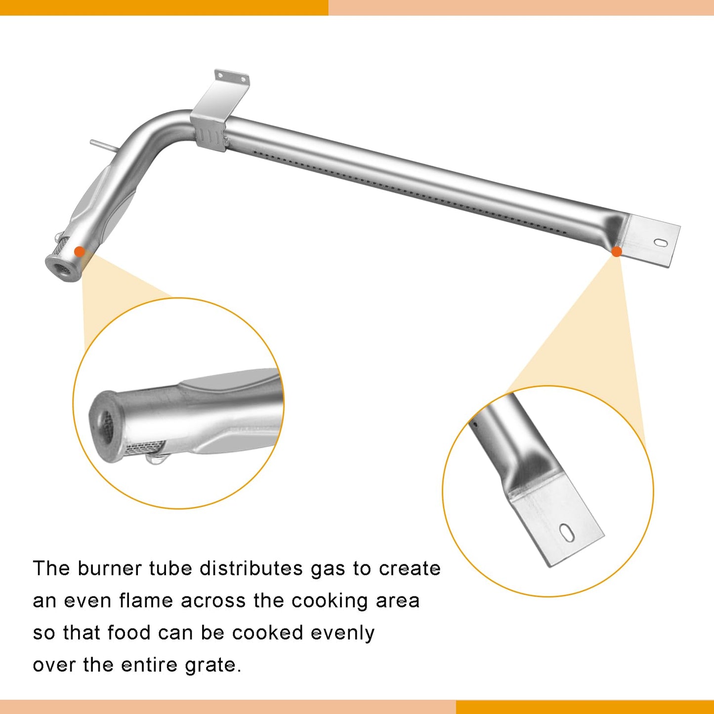 Zemibi PB050012 Viking Appliance Oven Burner, Stainless Steel Burner Tube Gas Replacement for EVGIC305 VGIC365 VGRC605 VGSS480 VGIC367 VGSC300 VGSC305 VGSS300 Viking Range Parts, 2-Pack, 17 Inch