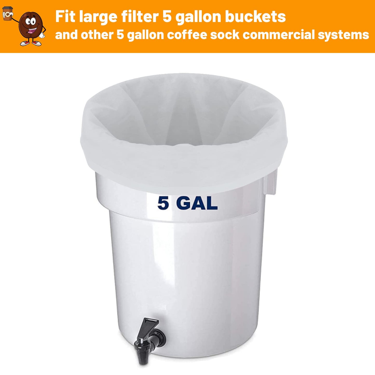 50 Pack Cold Brew Coffee Filters, 20" X 20" Commercial Cold Brew Filters, Filter Bag for Brew Up To 5 LBS Coffee, Fits 5 Gallon Buckets