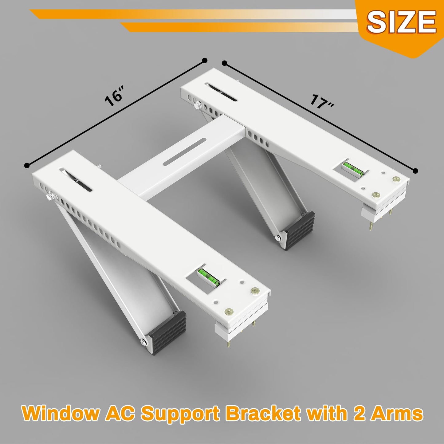 Powrocket Window Air Conditioner Support Bracket with 2 Arms,Window AC Brackets Fits 5,000-22,000 BTU AC Units,Heavy Duty Air Conditioner Brackets for Windows,Up to 200 lbs