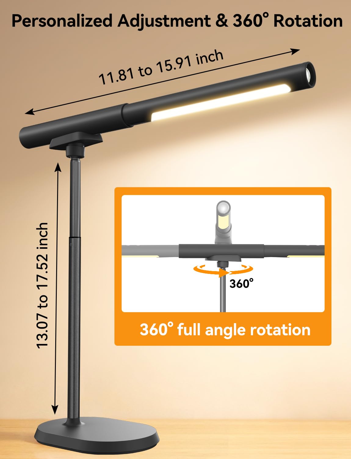 YULINKCO Rechargeable Desk Lamp, Adjustable Magnetic Table Lamp with Removable Cylindrical Light Tube for Study & Bedroom, Dimmable Touch Control & Space-Saving.