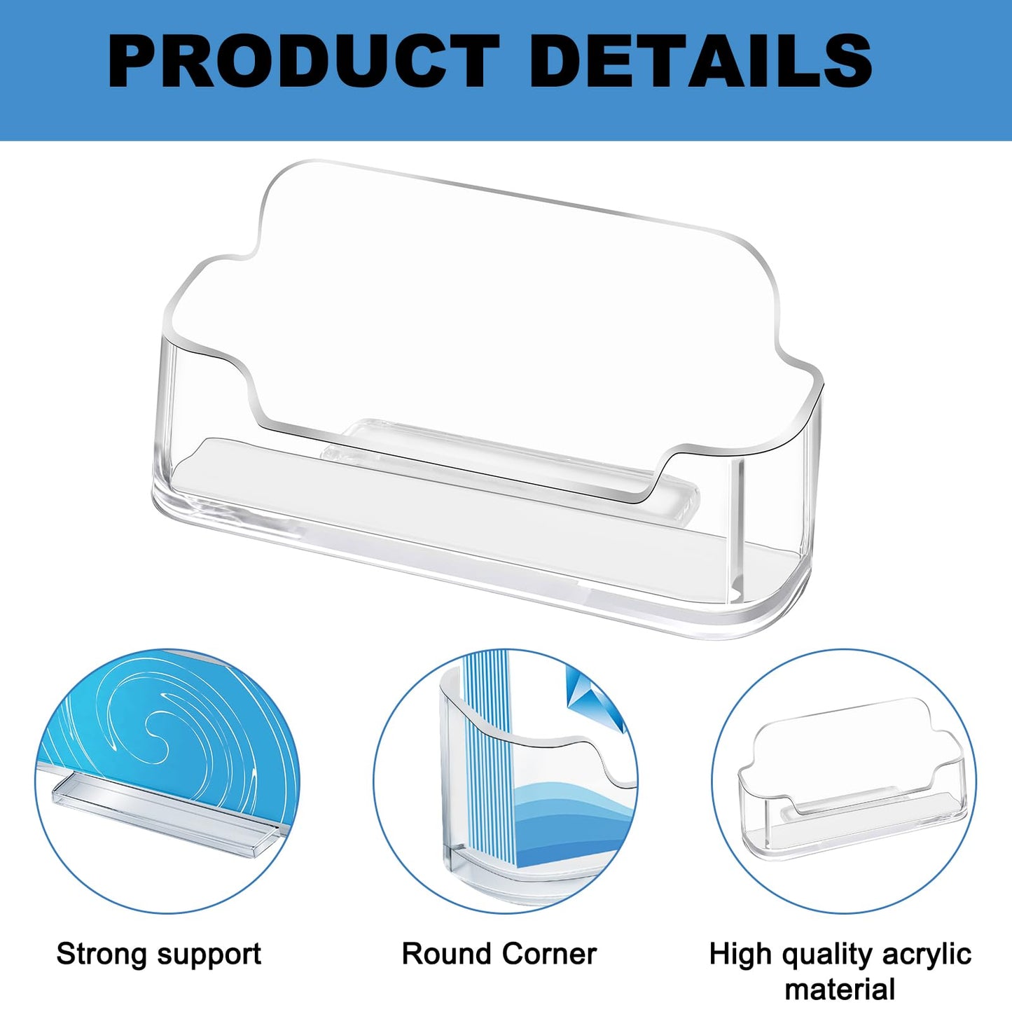 Mototo Acrylic Business Card Holder for Desk, 100 Pack Plastic Business Card Display Clear Business Card Holder Desktop Cards Stand for Home Office Exhibition Desk Table, Fits 30-50 Business Cards