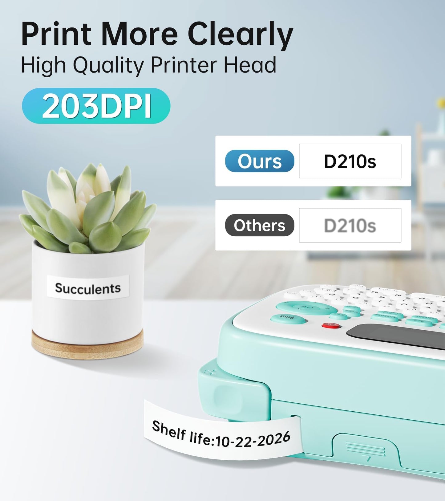 Vixic Label Makers, Label Maker Machine with Different Fonts, D210S Portable Labeler Machine with QWERTY Keyboard, Labelmaker with 12mm Laminated Waterproof-Labels for Home Office School Kids Items
