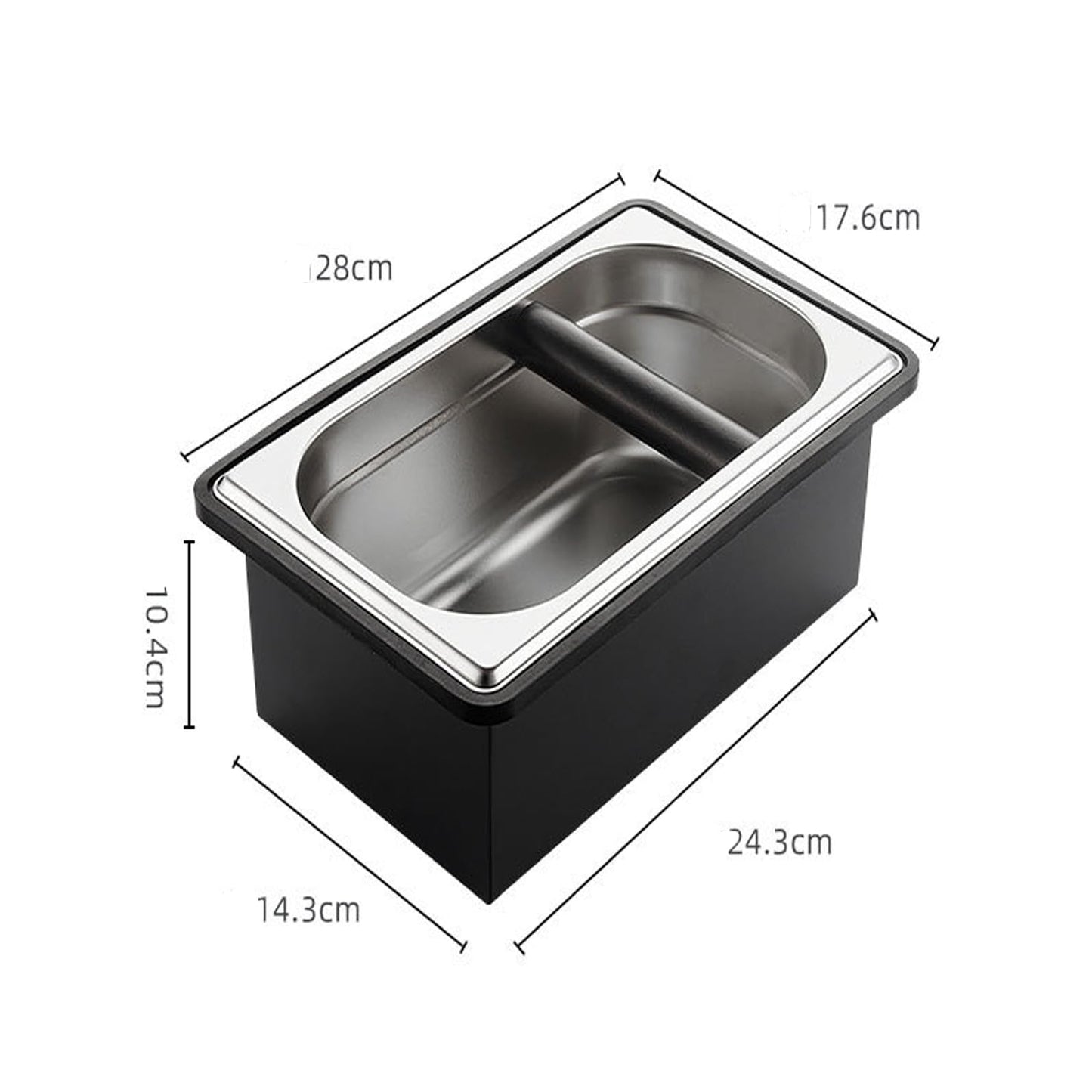 Espresso Coffee Knock Box, Large Coffee Coffee Grounds Knock Box Container Coffee Machine Accessories, Stainless Steel Coffee Bin Grind Knock Out Box with Removable Knock Bar and Non Slip Base