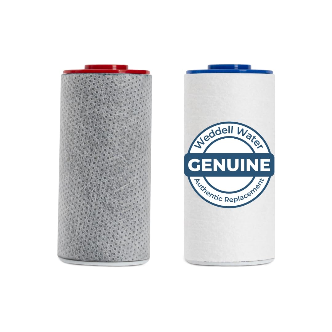 Weddell Duo Shower Filter Replacement Cartridges Full Set - NSF Certified Shower Filter, Removes Chlorine, PFAS, & Particulates, Clinically Tested For Healthier Skin & Hair (1+1)