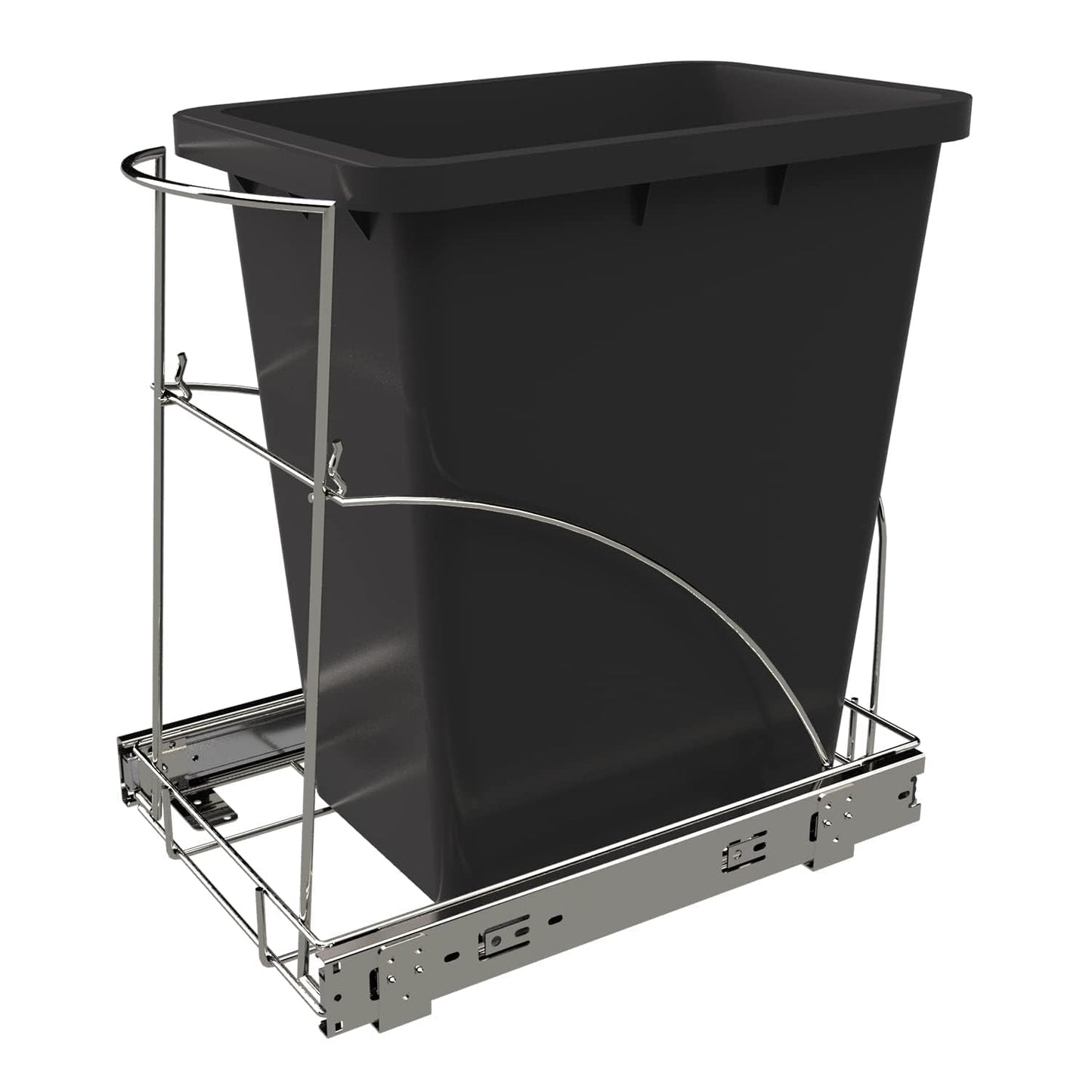 Pull Out Trash Can Under Cabinet & Under Sink - Heavy Duty Sliding Adjustable Cabinet Garbage Can Organizer, Requires Minimum Cabinets Opening 13" W X 18" D,Chrome Finish (Waste Bin Not Included)