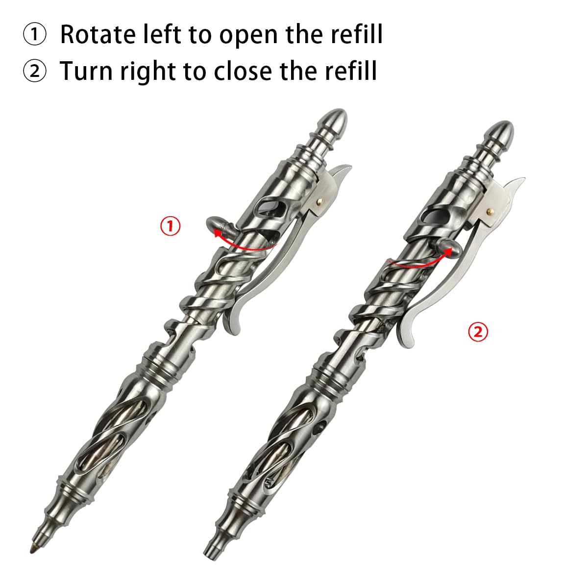Dr. Metalleung Heavy Duty Stainless Steel Bolt Action Pen - Retractable EDC Pen with Keychain, Refillable Ink, Smooth Writing for Office & Gifts