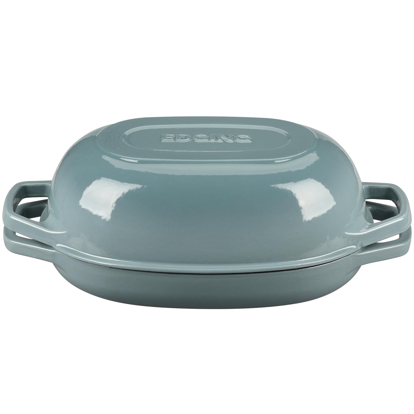 EDGING CASTING Enameled Cast Iron Oval Dutch Oven Pot with Lid, Dutch Oven for Sourdough Bread Baking, Bread Oven, Bread Dutch Oven, Oval Bread Pan, 5qt, Seasalt