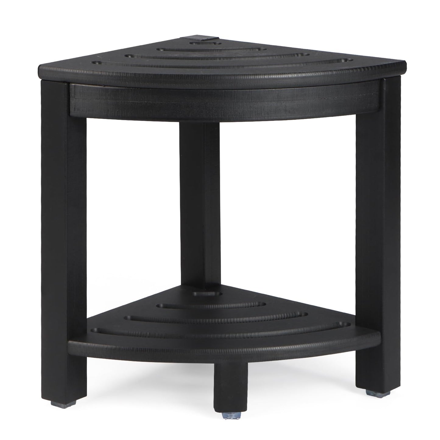 Apolimi HDPE Corner Shower Stool,Shower Bench Seat with Storage Shelf for Shaving Legs Plastic Spa Bath Step Foot Rest for Bathroom Small Place (Black)