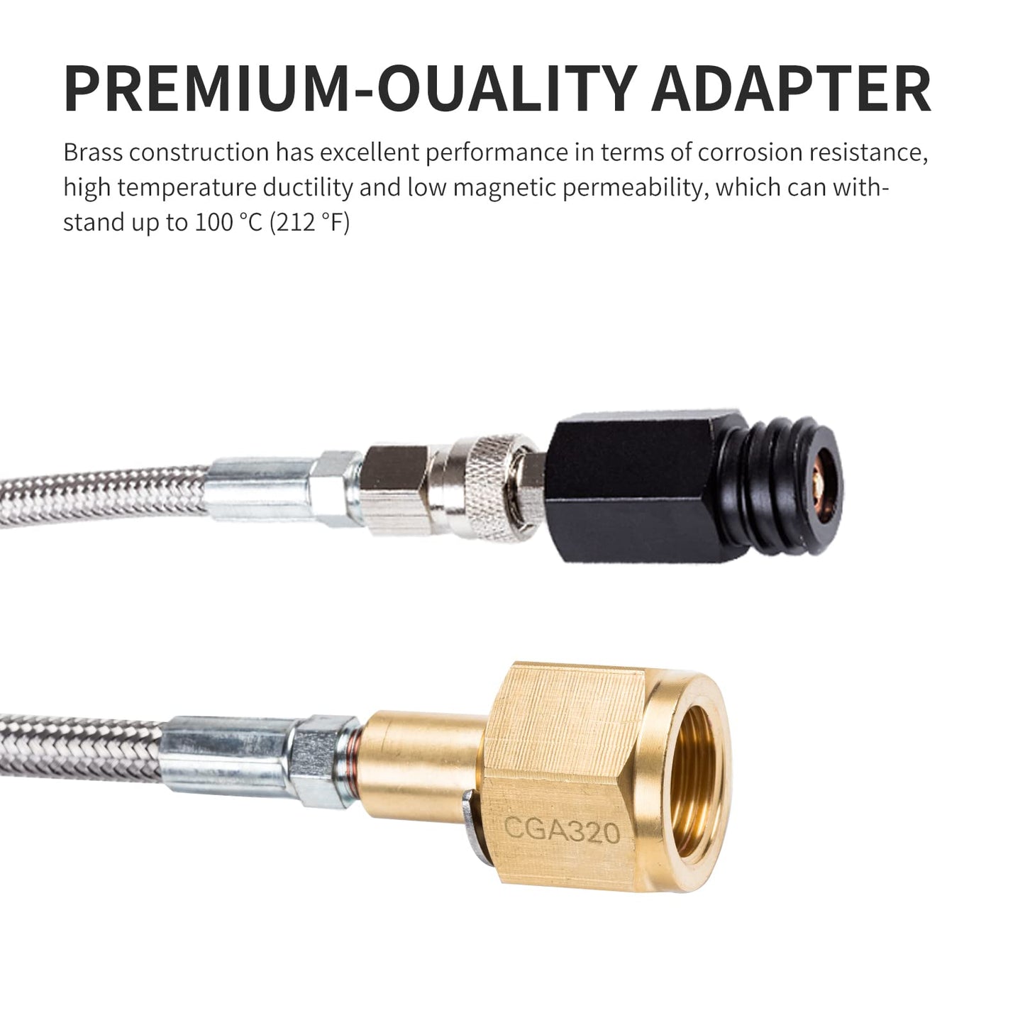 GURUDAR CO2 Tank CO2 Cylinder Direct Adapter with 60in Stainless Steel Hose, CGA320 to TR21-4 Carbonated Water Soda Maker Connector for Fizzi One Touch Jet Ninja Thirsti