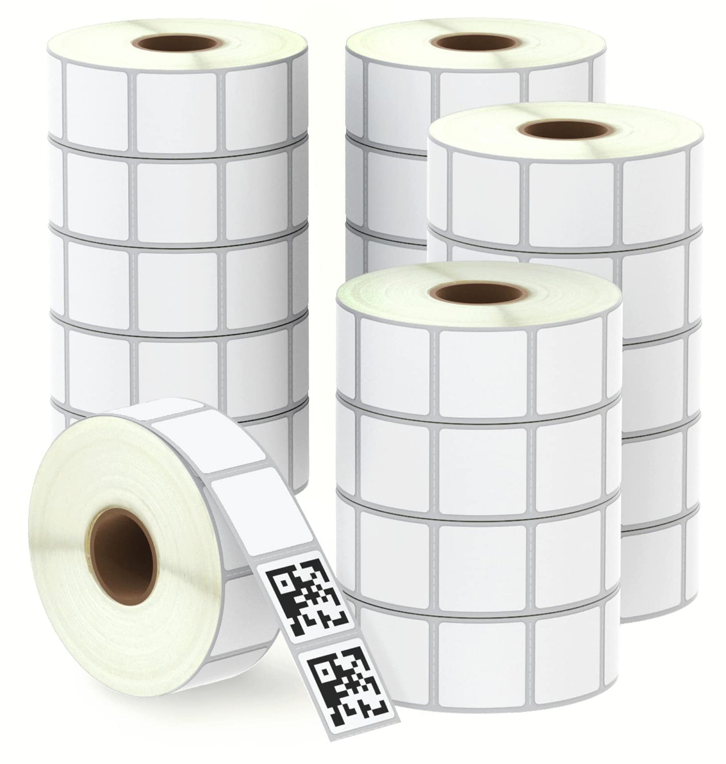 BETCKEY - 1" x 1" (25 mm x 25 mm) Square QR Code Labels Compatible with Zebra & More Label Printer,Premium Adhesive & Perforated [20 Rolls, 27600 Labels]