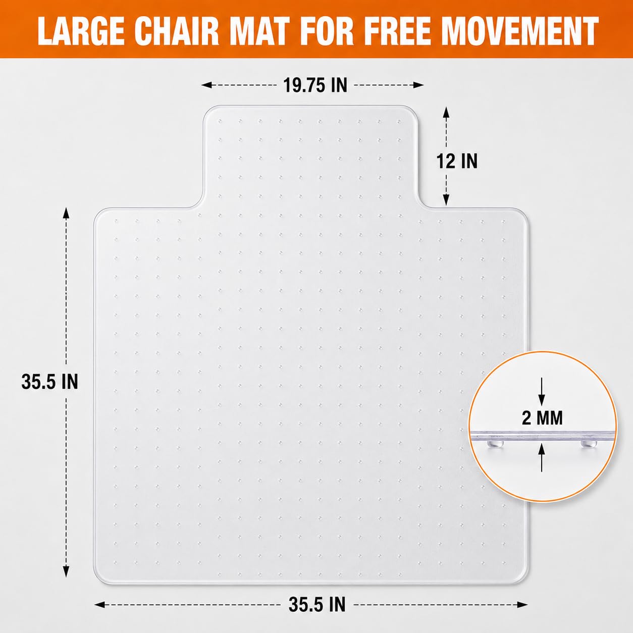 Chair Mat for Carpet- Low Pile (1/4" Thick) Carpet Protector for Office Gaming Computer Desk Chair. Heavy Duty Desk Chair Mat for Carpeted Floors, Semi Transparent (with Lip (Thickened)
