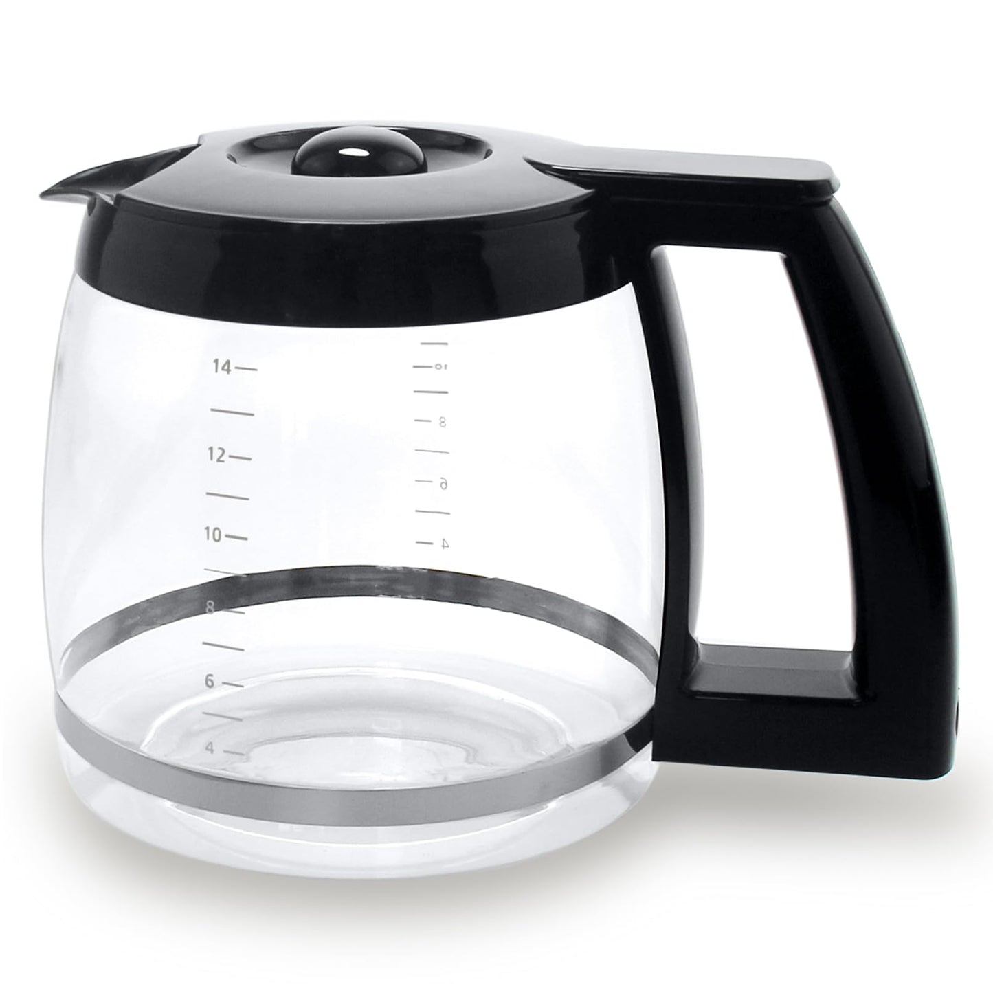 14-Cup Glass Replacement Coffee Carafe Compatible with Cuisinart Coffee Maker Models DCC-2200, DCC-2600, DCC-2800, DCC-3200, and DCC-3200P1, Coffee Pot Decanter Pitcher, Black Handle