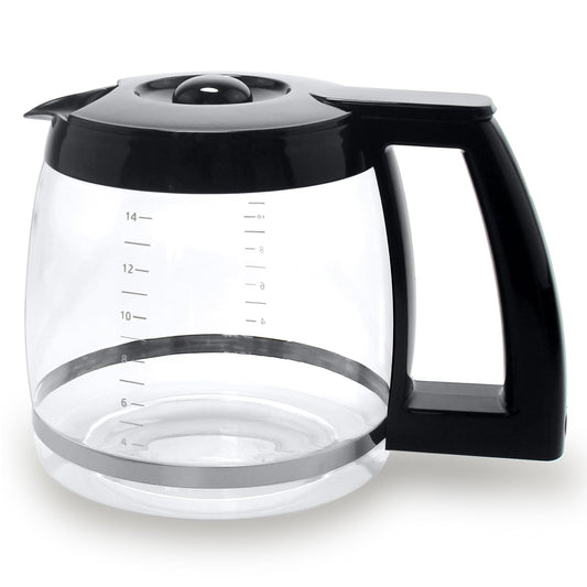 14-Cup Glass Replacement Coffee Carafe Compatible with Cuisinart Coffee Maker Models DCC-2200, DCC-2600, DCC-2800, DCC-3200, and DCC-3200P1, Coffee Pot Decanter Pitcher, Black Handle